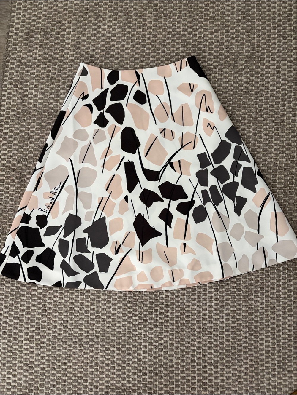 H&M Richard Allan A-Line Skirt in Black, White & Blush Abstract Print